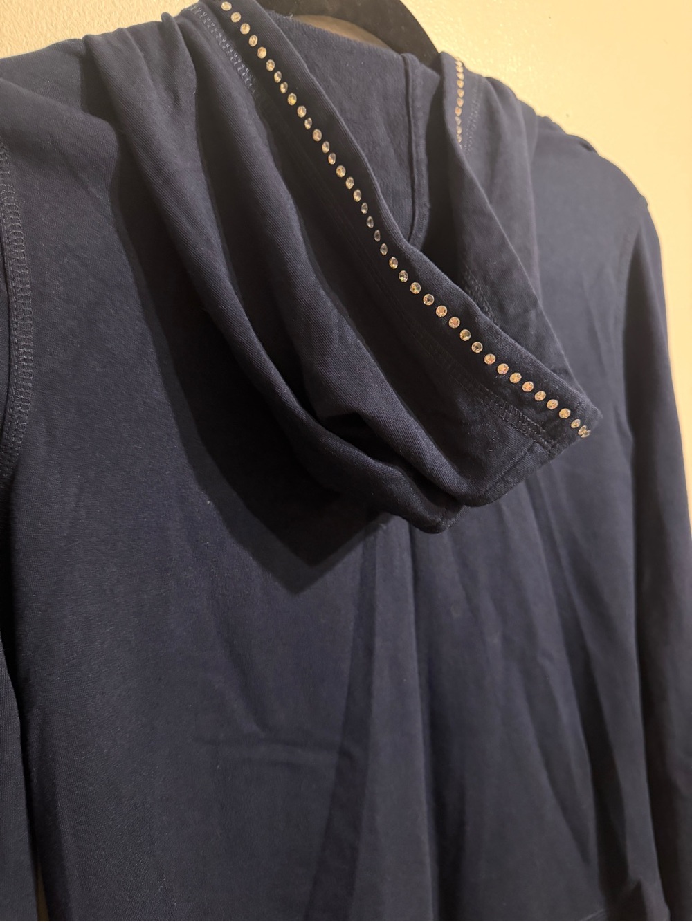 Christine Alexander Navy Zip-Up Hoodie with Stud Trim - Picture 6 of 9